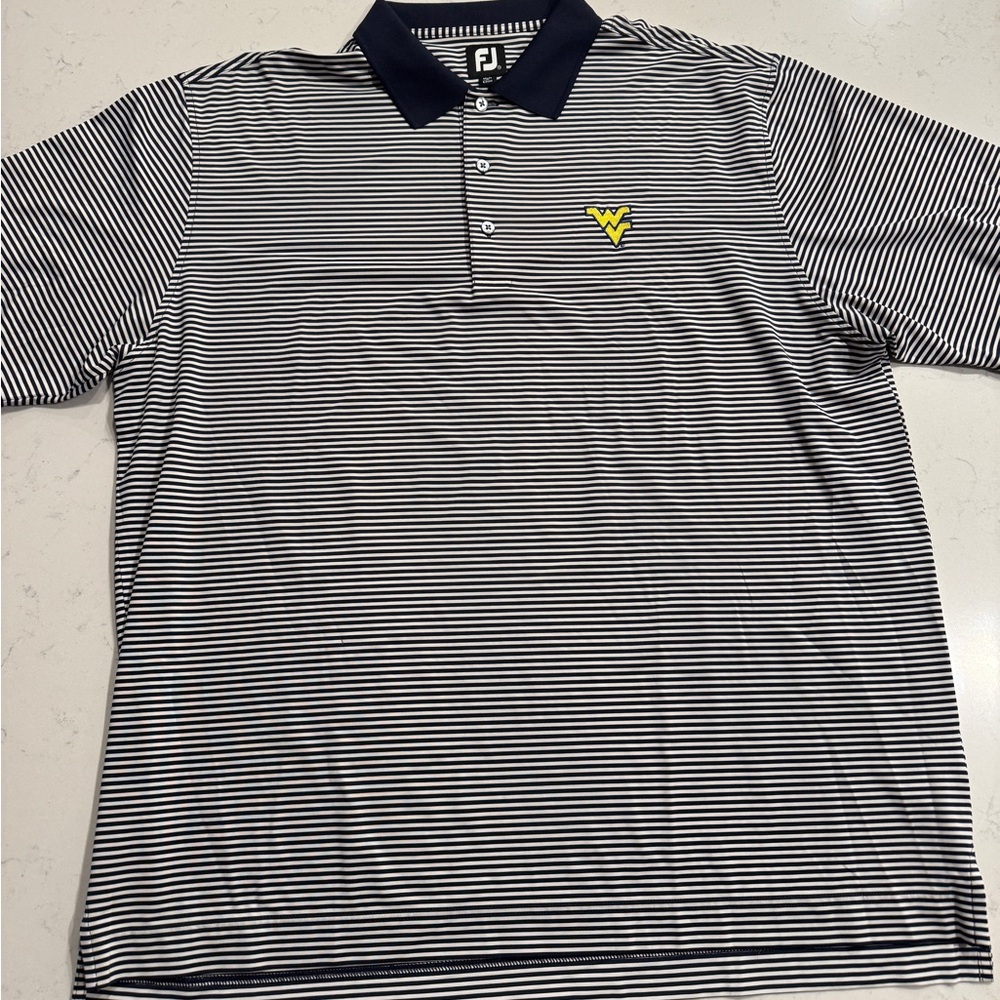 FootJoy Men's Black and White Striped Polo